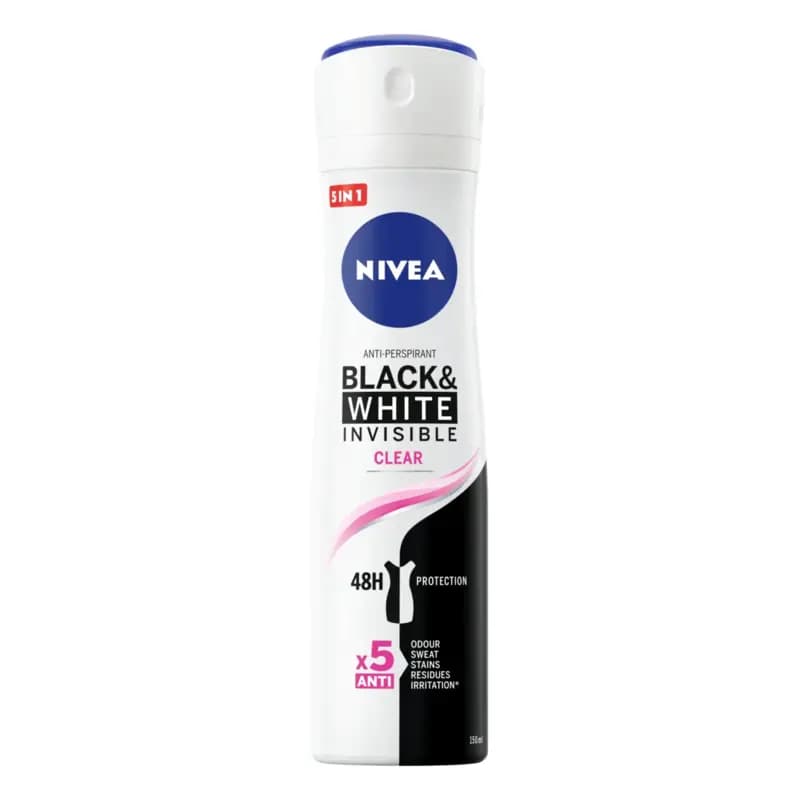 اسپری ضدتعریق زنانه نیوآ مدل Black & White Invisible حجم 150 میلی‌لیتر NIVEA Women Black & White Invisible Anti-Perspirant Spray 150ml