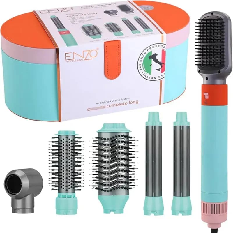 پک سشوار برس‌دار چندکاره انزو 6 کاره Complete Long Hair Styler ENZO Complete Long Hair Styler 6 in 1 Air Styler — تصویر ۲