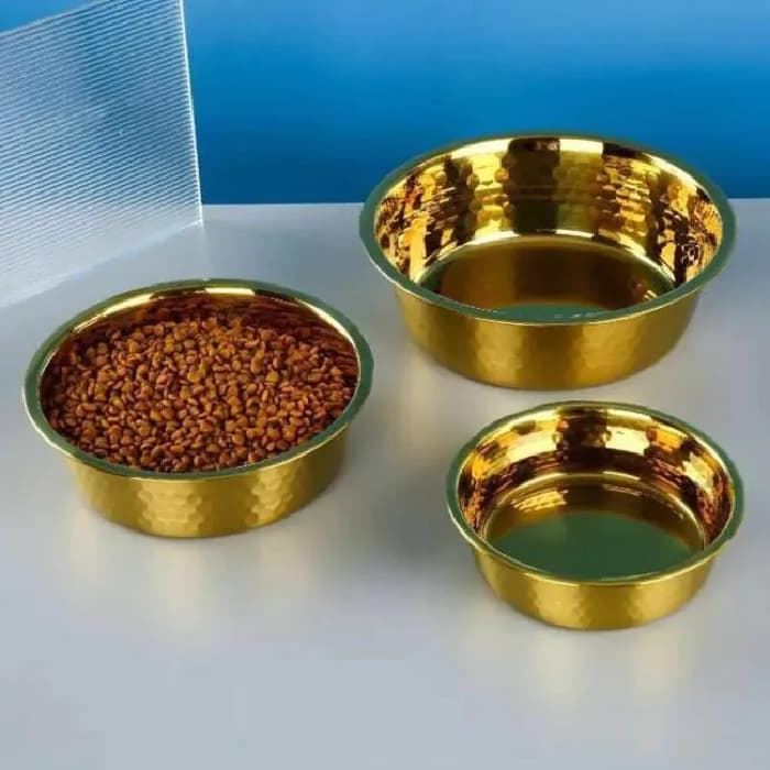 ظرف آب و غذا سگ و گربه استیل طرح مس مدل کوپر 18 سانتی متر کد 106335