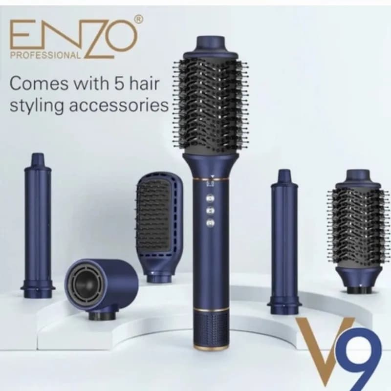 سشوار برس‌دار چندکاره انزو مدل V9 – حالت‌دهنده و حجم‌دهنده مو ENZO V9 Hot Air Brush Hair Dryer – 5-in-1 Multi Hair Styler
