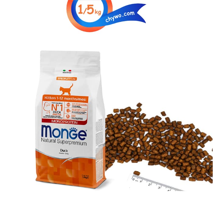 غذای خشک بچه گربه مونژه کیتن سوپرپرمیوم طعم اردک وزن 1.5 کیلوگرم Monge Kitten
