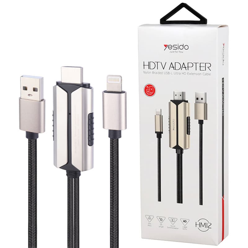کابل تبدیل Lightning به HDMI یسیدو HM12 طول 2 متر