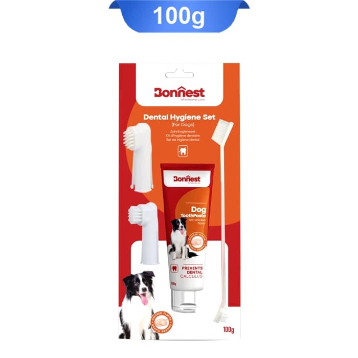 ست خمیر دندان و مسواک سگ بونست Bonnest وزن 100 گرم — تصویر ۲