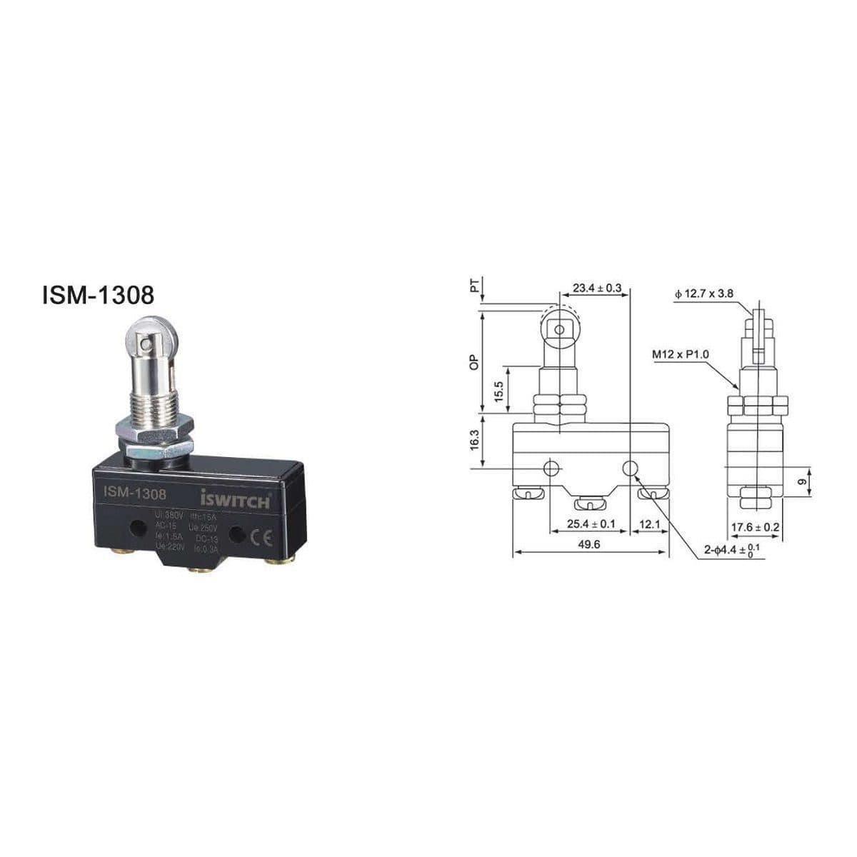 میکروسوئیچ فشاری غلطکی ISM1308 آی سوئیچ الکتریک (بسته ی 40 عددی)