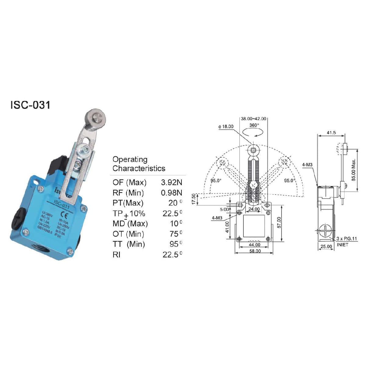 لیمیت سوئیچ اهرمی ISC031 آی سوئیچ الکتریک (بسته ی 10 عددی)