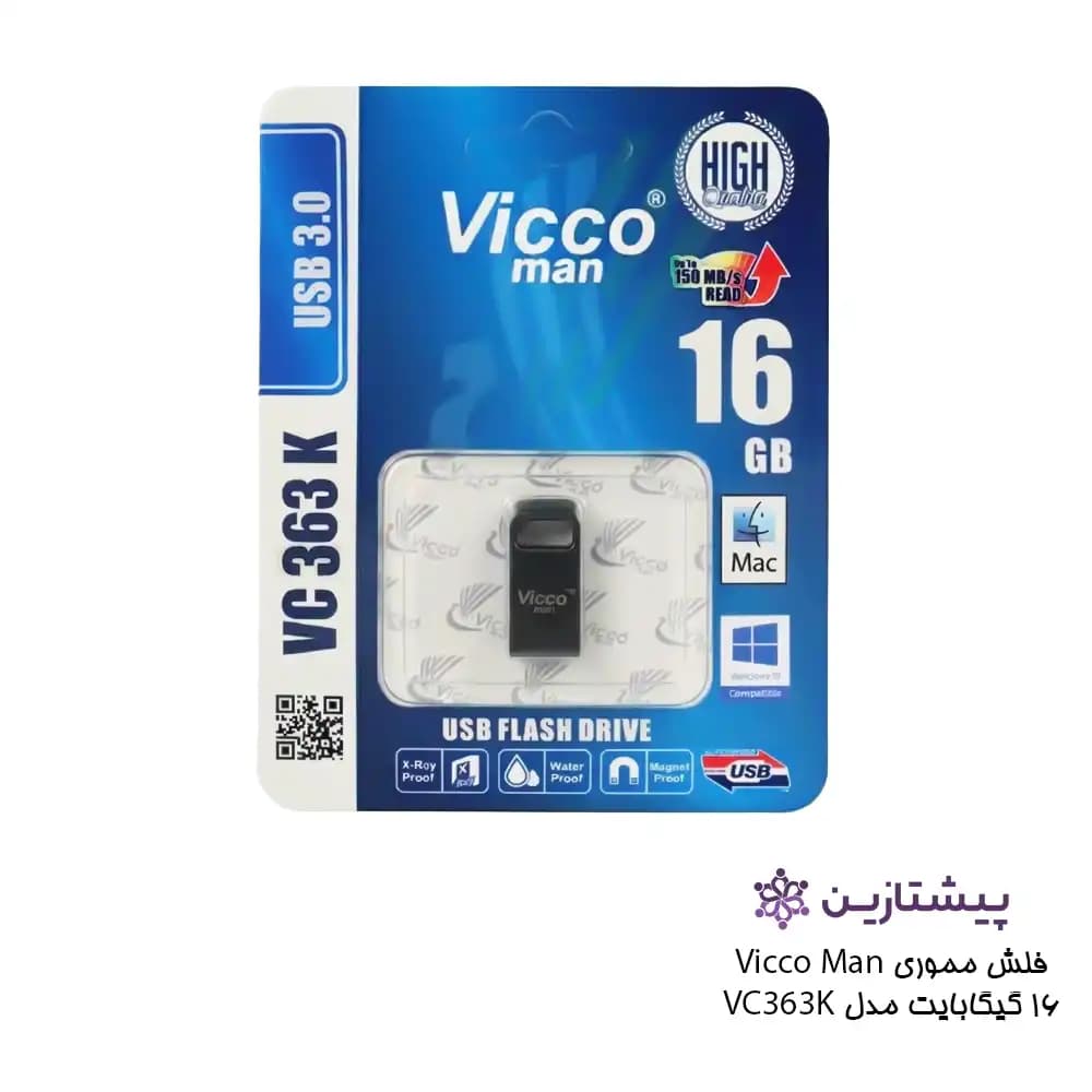 فلش ویکومن مشکی 16 گیگ USB3 مدل BLACK VC 363