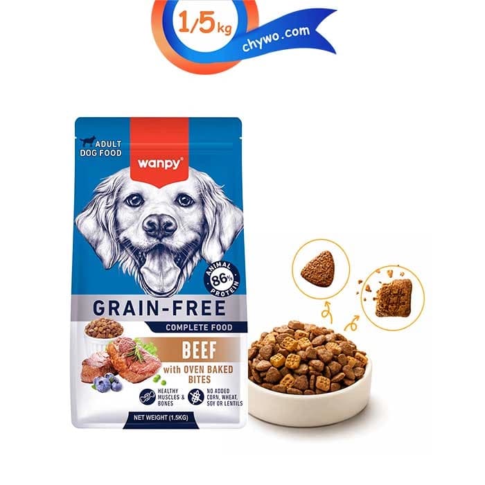 غذای خشک سگ بالغ ونپی طعم گوشت حاوی دانه تشویقی وزن 1/5 کیلوگرم Wanpy Adult Dog Beef