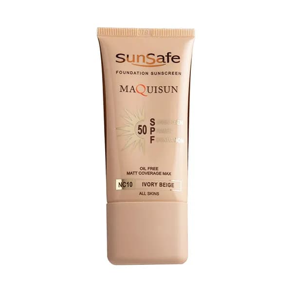 کرم ضد آفتاب سان سیف spf 50 کرم پودری و پرایمری بژ عاجی NC 10 مکیسان