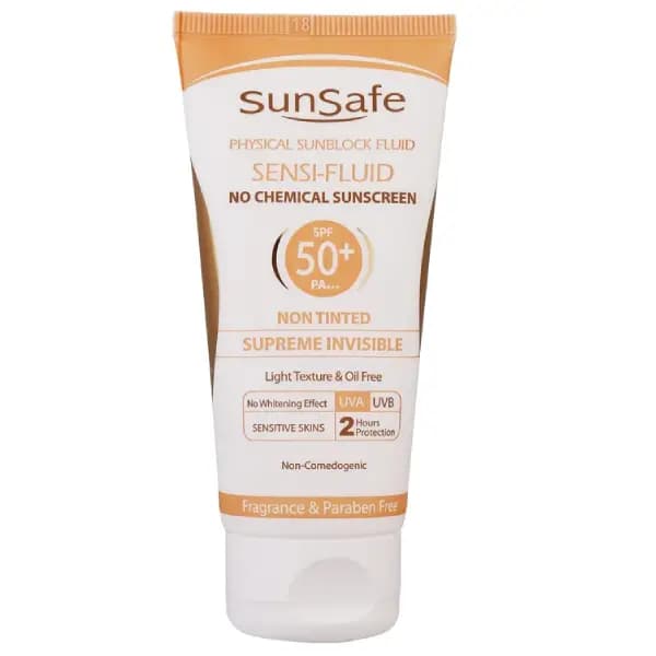 ضد آفتاب فیزیکال فلوئید برای پوست‌های حساس SPF50 سان سیف