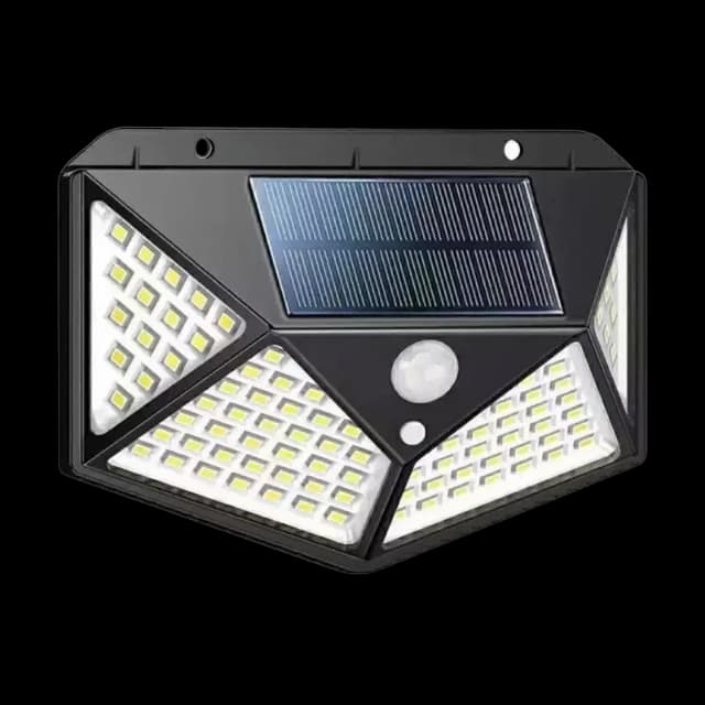 پک ۴ عددی با طراحی مثلثی خاص و نوردهی ۴ طرفه ۱۰۰ عدد LED SMD قدرتمند در هر چراغ شدت روشنایی ۶۰۰ لومن و برد پوشش ۵ متری دارای ۳ حالت هوشمند نوردهی (سنسور حرکتی + نور دائم) باتری داخلی ۱۸۰۰ میلی‌آمپر‌سا