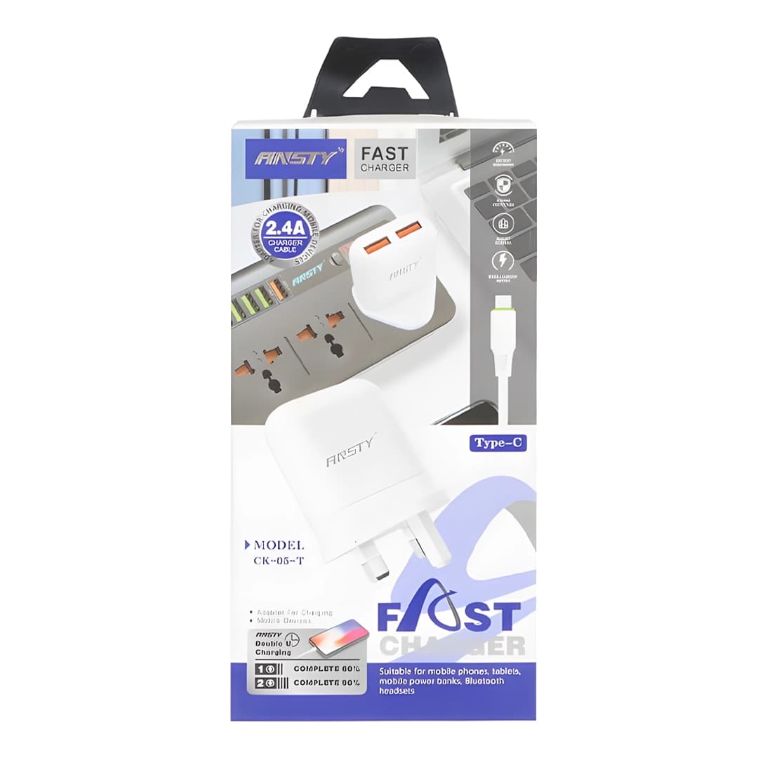 شارژر همراه با کابل شارژ تایپ سی برند ANSTY مدلCK-05-T (گارانتی 6 ماهه ) — تصویر ۲