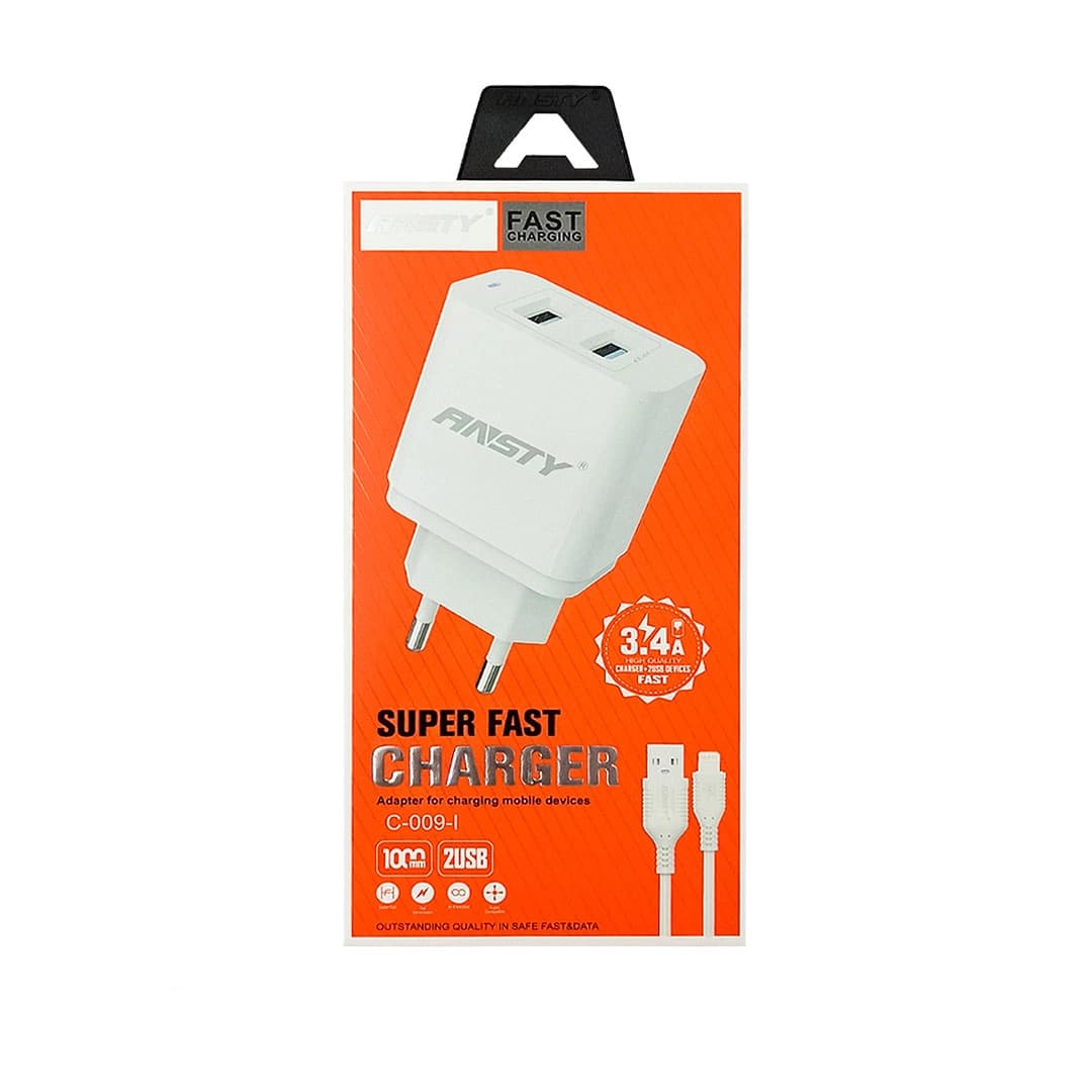 شارژر همراه با کابل شارژ ایفون برند ANSTY مدلC-009-I (گارانتی 6 ماهه )