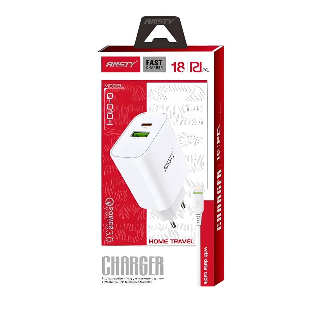 شارژر همراه با کابل شارژ ایفون برند ANSTY مدل Q-010-I (گارانتی 6 ماهه ) — تصویر ۲