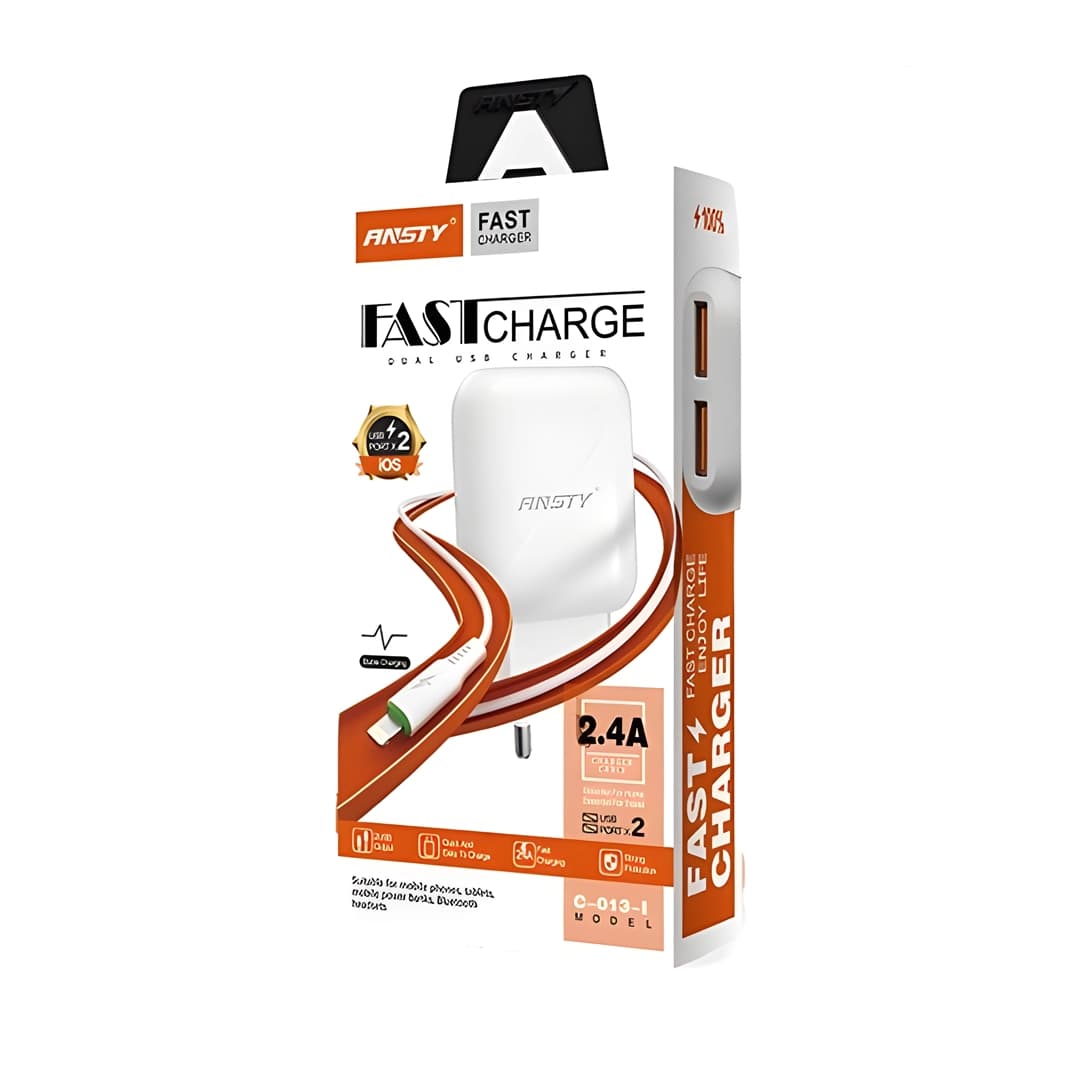شارژر همراه با کابل شارژ ایفون برند ANSTY مدل C-013-I (گارانتی 6 ماهه )