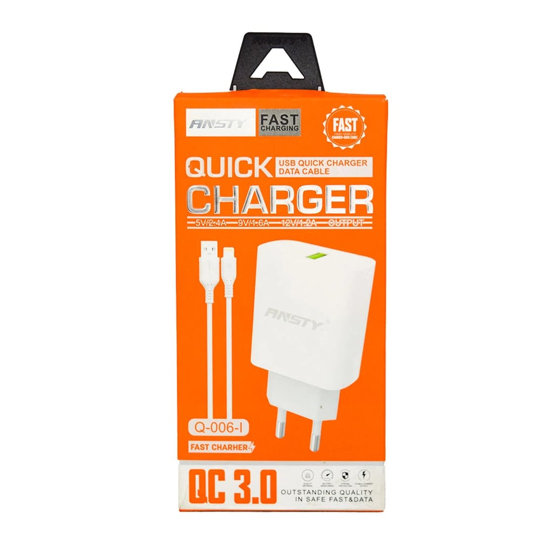 شارژر همراه با کابل شارژ ایفون برند ANSTY مدل Q-006-I (گارانتی 6 ماهه ) — تصویر ۲