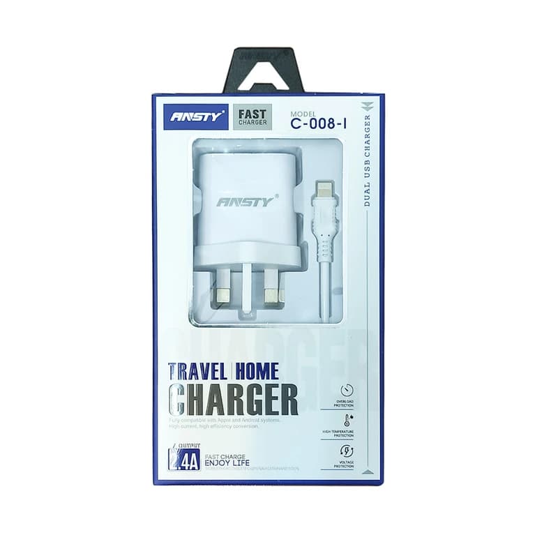 شارژر همراه با کابل شارژ ایفون برند ANSTY مدل C-008-I (گارانتی 6 ماهه ) — تصویر ۴