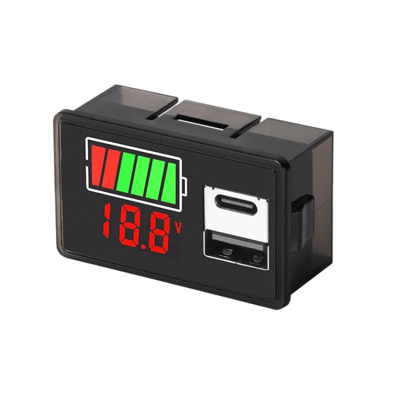 ماژول نمایشگر شارژ باتری 30-8 ولت روپنلی دارای خروجی USB و Type-C فست شارژ — تصویر ۲