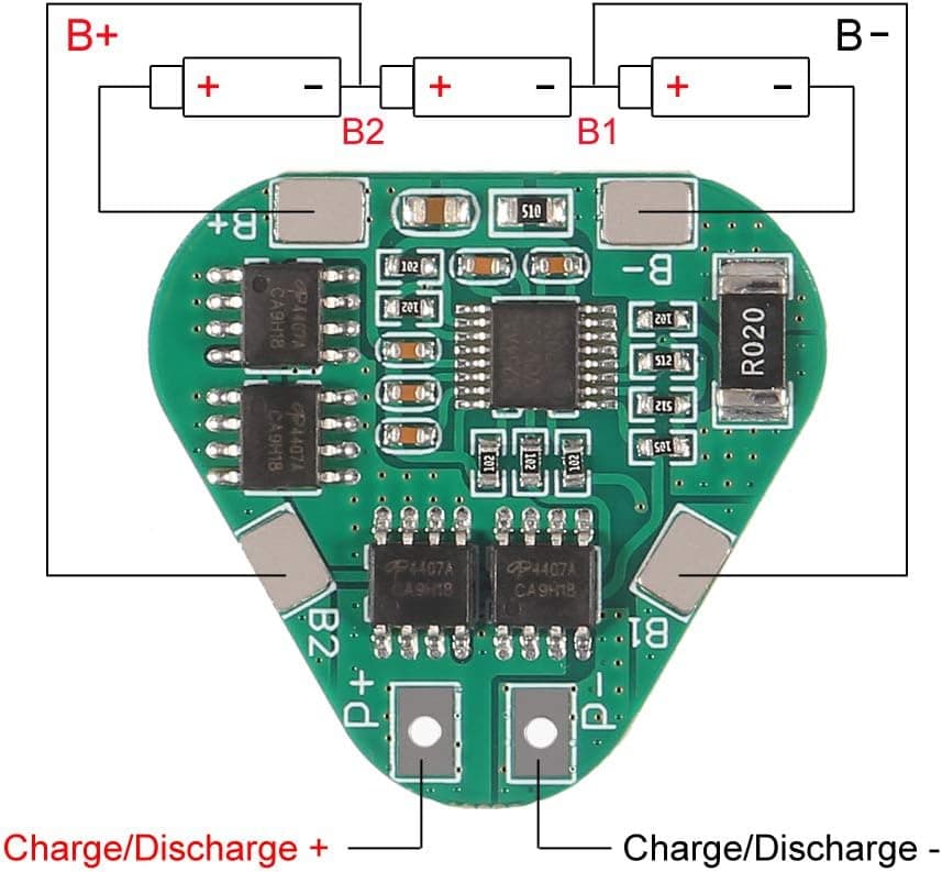 ماژول شارژ و دشارژ BMS باتری لیتیومی 3 سل 8 آمپر مدل HX-3S-03 — تصویر ۶