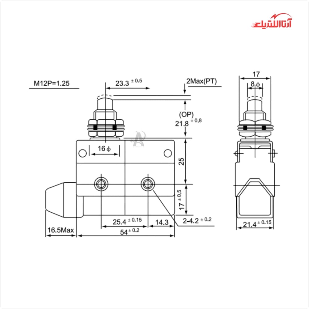 لیمیت سوئیچ قاب دار فشاری ساده CNTD مدل CZ-7310 — تصویر ۳