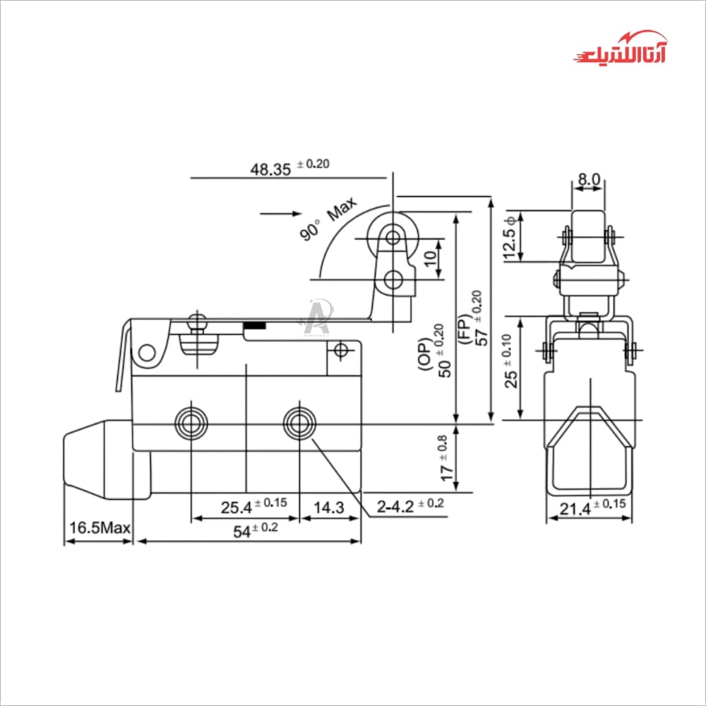 لیمیت سوئیچ قاب دار اهرمی قرقره دار CNTD مدل CZ-7124 — تصویر ۳