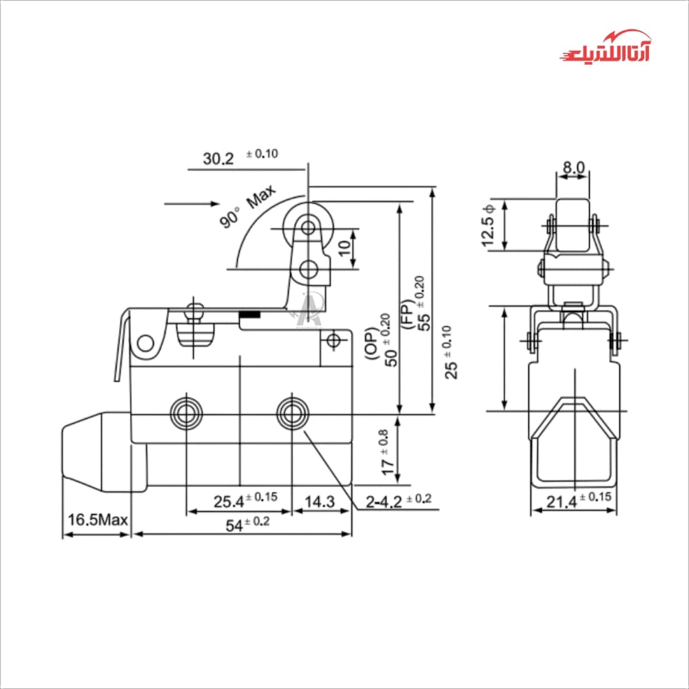لیمیت سوئیچ قاب دار اهرمی قرقره دار CNTD مدل CZ-7144 — تصویر ۳