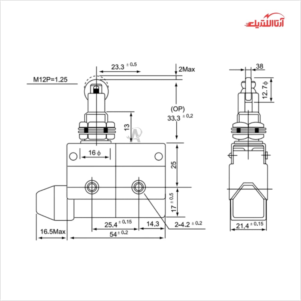 لیمیت سوئیچ قاب دار فشاری قرقره دار CNTD مدل CZ-7311 — تصویر ۳