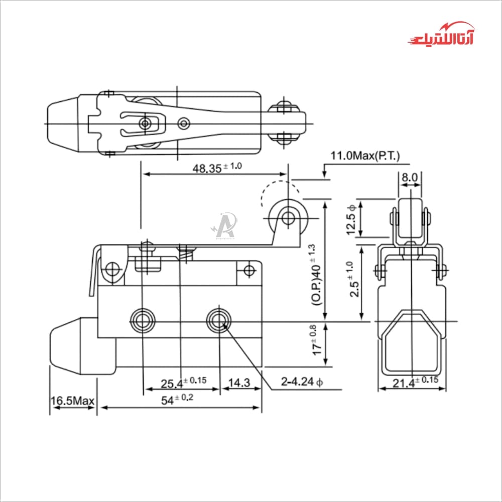 لیمیت سوئیچ قاب دار اهرمی قرقره دار CNTD مدل CZ-7121 — تصویر ۳