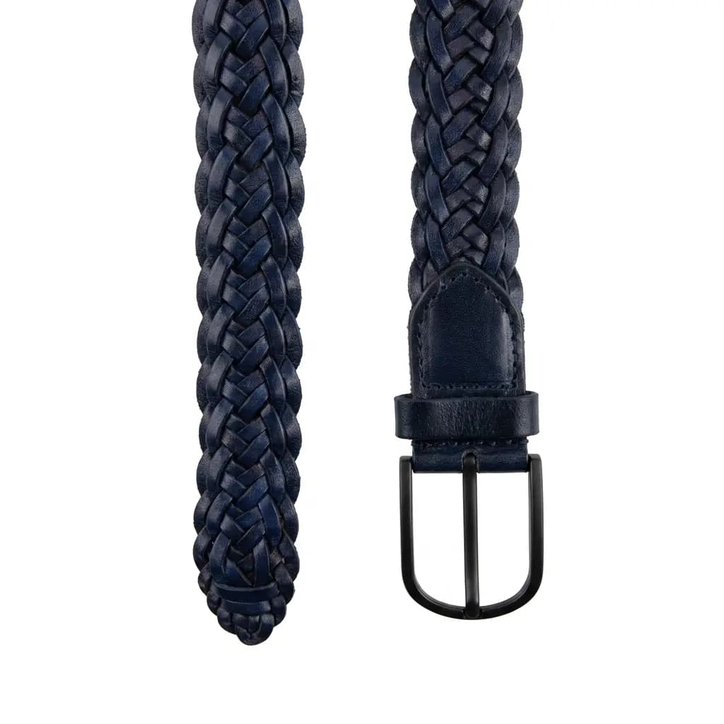 کمربند بافت حصیری چرم طبیعی طرح هلالی برند Crown Smith
