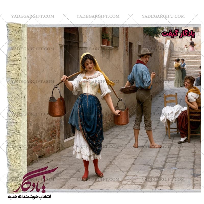 تابلو فرش ماشینی طرح فرانسوی کوی عاشقی کد f48 — تصویر ۳