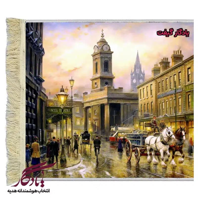 تابلو فرش ماشینی طرح فرانسوی غروب لندن کد f43 — تصویر ۳