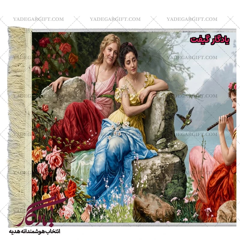 تابلو فرش ماشینی طرح فرانسوی نوای عاشقی کد f38 — تصویر ۳
