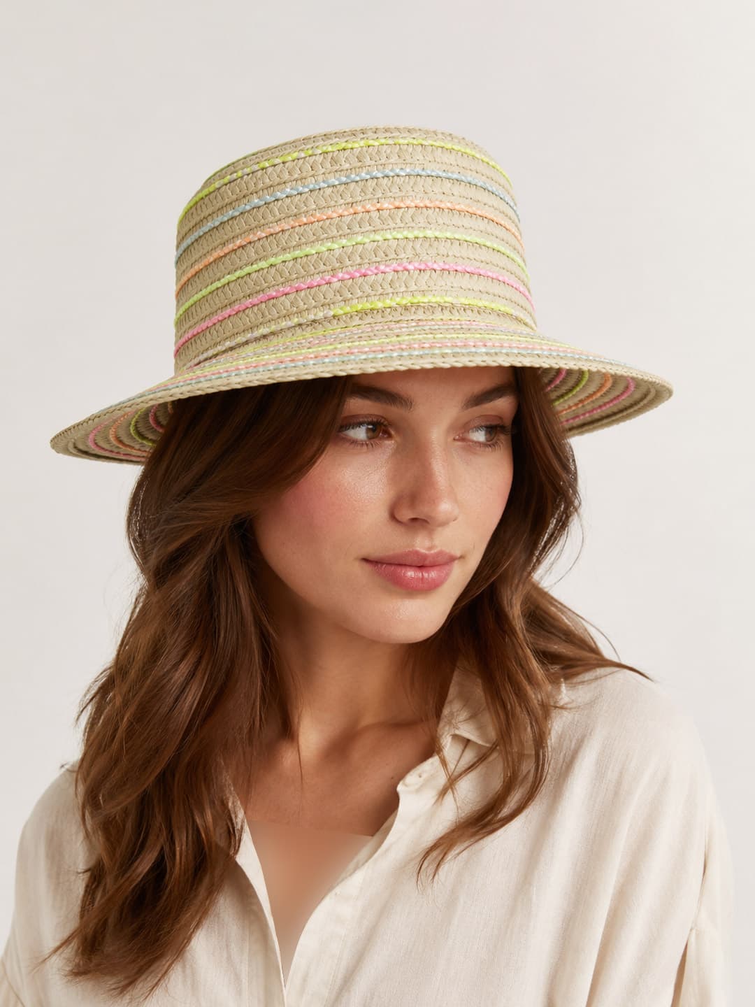 کلاه زنانه حصیری راه راه Accessories کد A2926