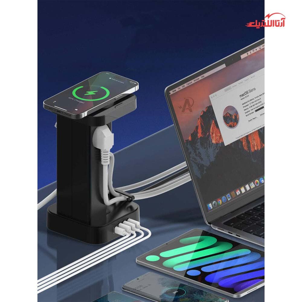 باکس رابط 3 خانه و شارژ وایرلس 2500 وات الدینیو مدل SEW-4485 — تصویر ۸