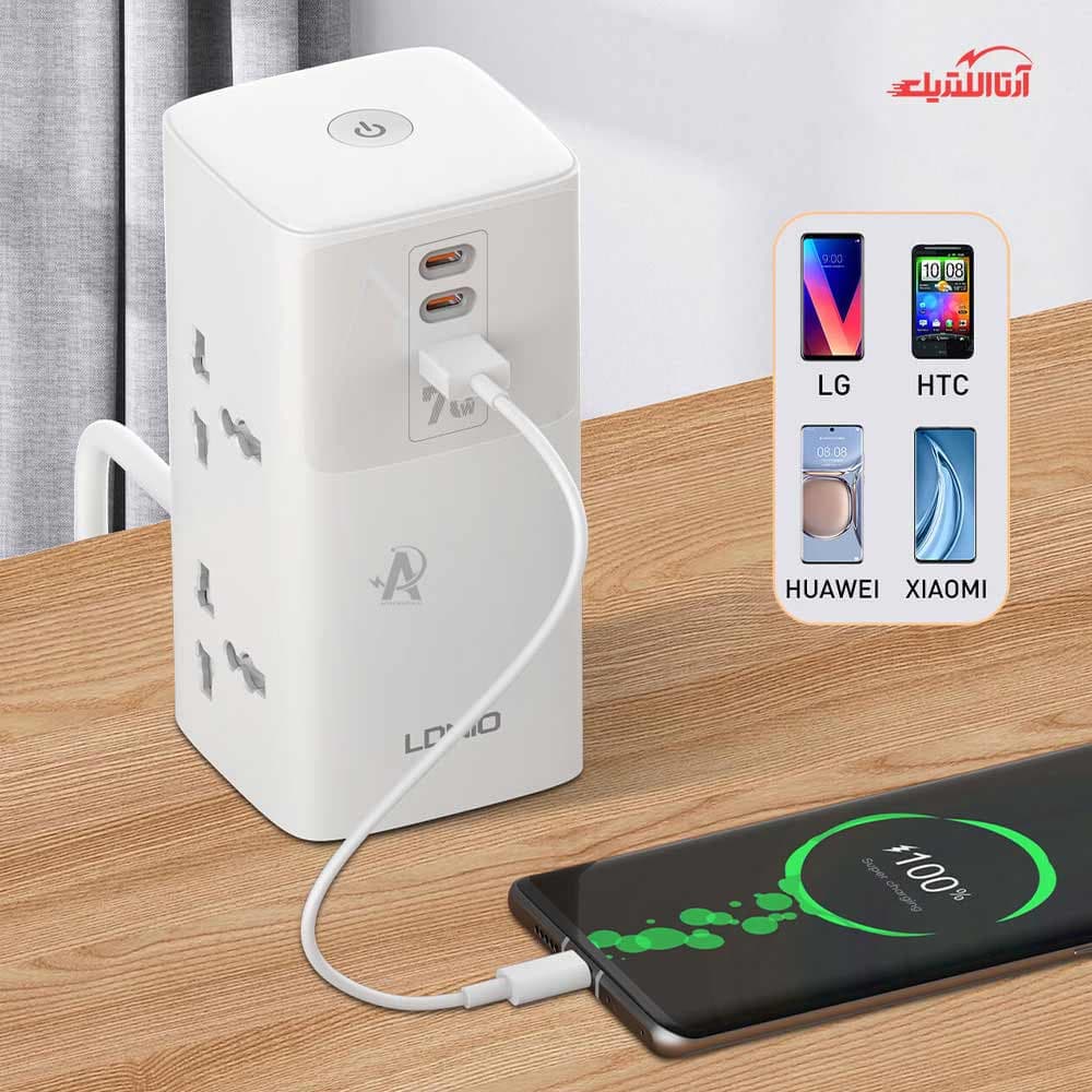 رابط 4 خانه و شارژ 2500 وات الدینیو مدل SC-4383 — تصویر ۴