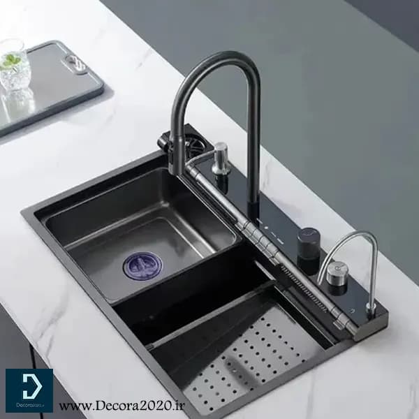 سینک آبشاری 7 کلید مشکی مدل پیانویی