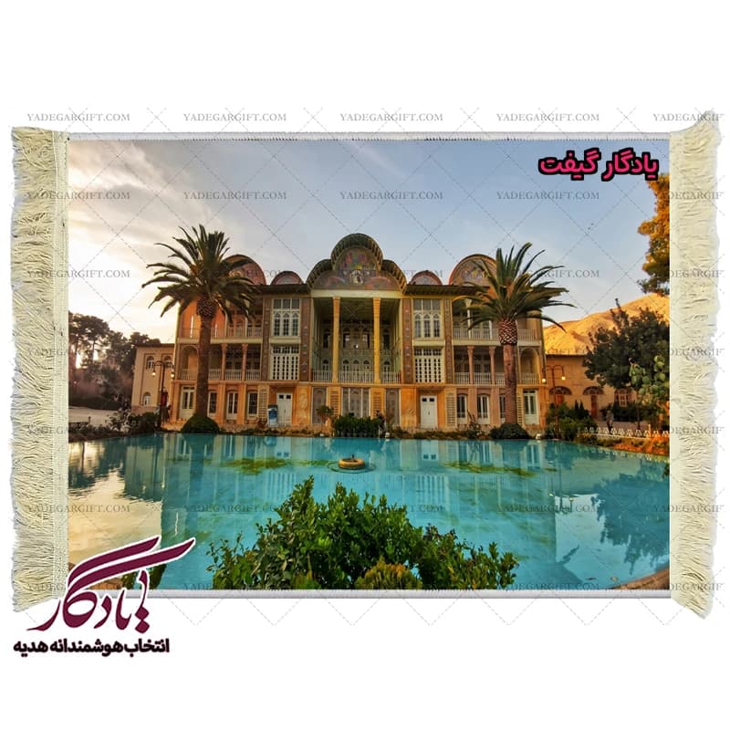 تابلو فرش ماشینی طرح باغ ارم شیراز کد am19 — تصویر ۲