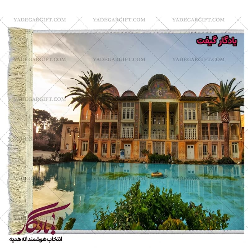 تابلو فرش ماشینی طرح باغ ارم شیراز کد am19 — تصویر ۳