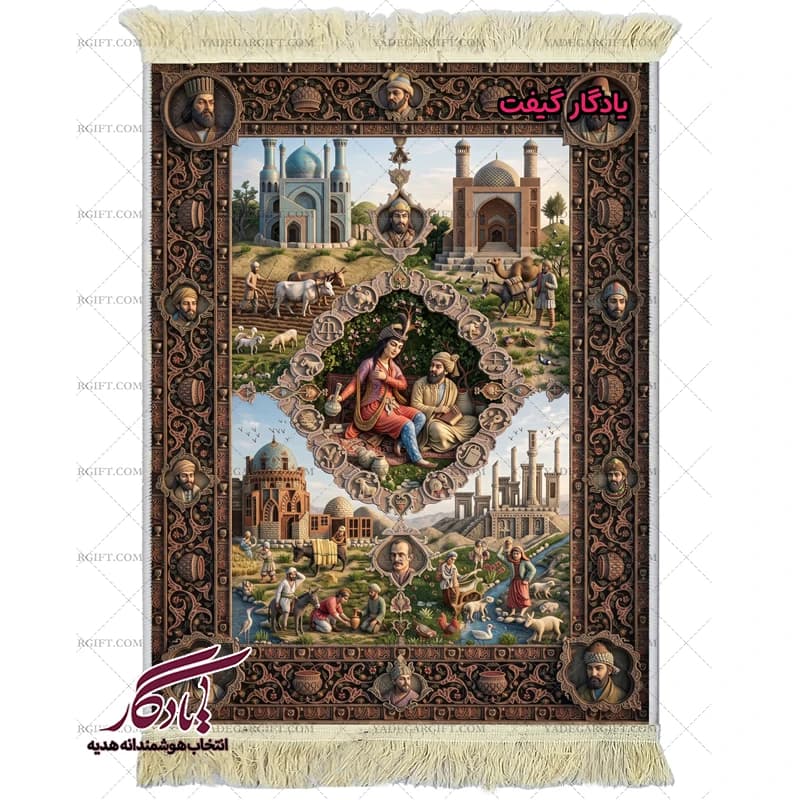 تابلو فرش ماشینی طرح ایرانی چهارفصل کد i86 — تصویر ۲