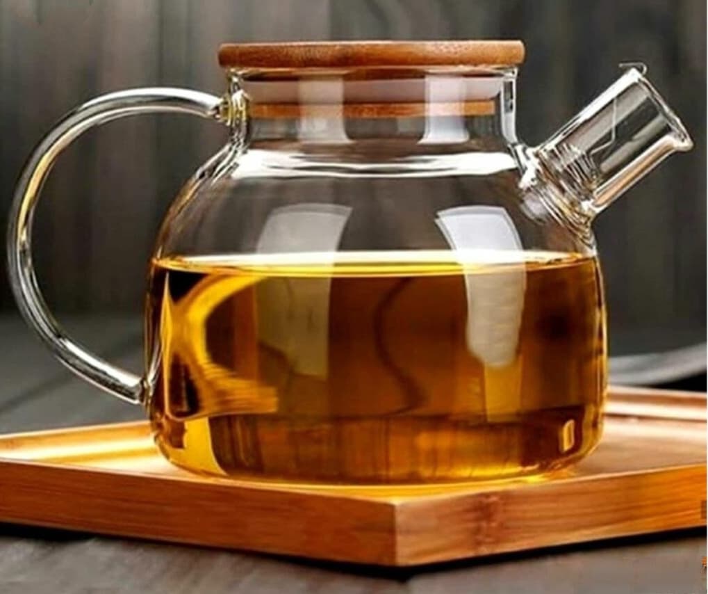 قوری پیرکس مدل درب بامبو