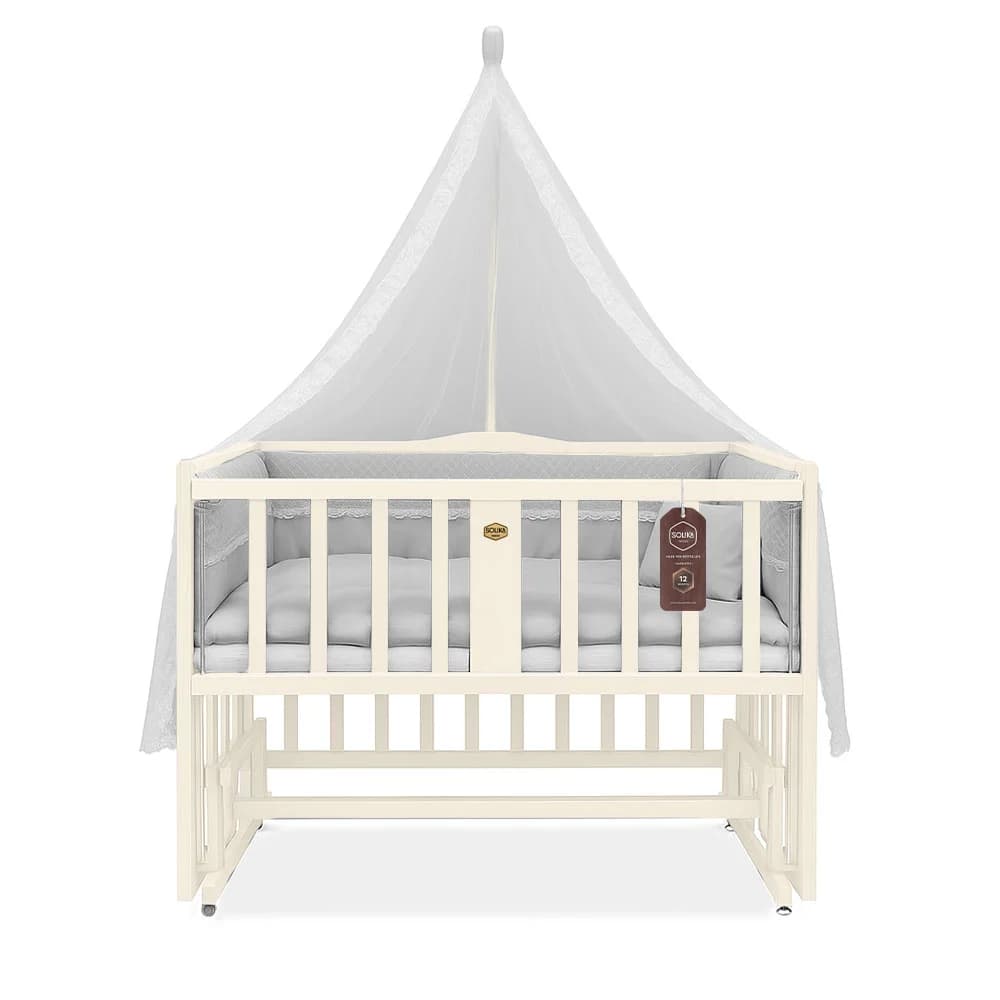 تخت کنار مادر چوبی سلیکا وود Solika wood مدل ساینا 105 رنگ کرم — تصویر ۳