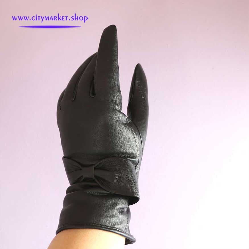 دستکش چرم زنانه پاپیون B9401