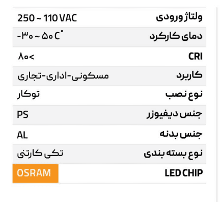 پنل گرد توکار 18 وات قطر 12 آلتون رای مدل دریا AL-DA22 — تصویر ۳