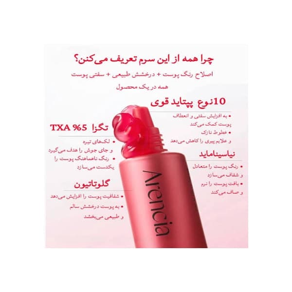 بوسترشات دورچشم و صورت ترانگزامیک اسید آرنسیا ضد لک و روشن کننده قوی پوست Arencia TXA Booster Shot - لیرا بیوتی — تصویر ۵