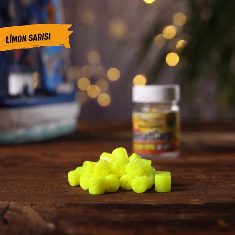 طعمه استوانه ای کپوری طعم دار زرد فسفری رنات کارپ بسته ۳۰ عددی Renat Baits Cylinder ,Carp Bait — تصویر ۳