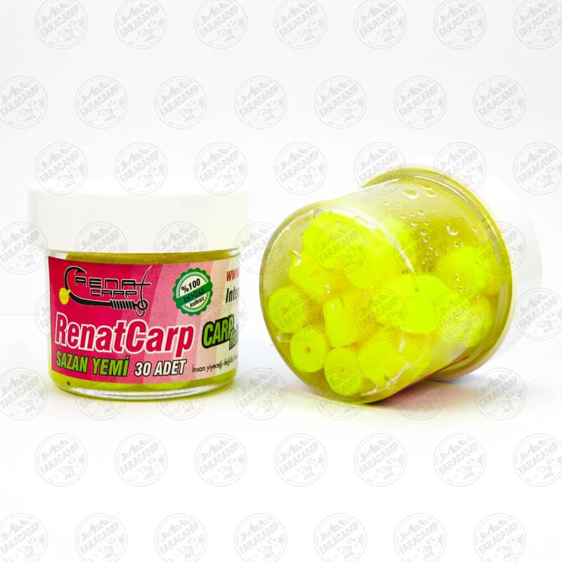طعمه استوانه ای کپوری طعم دار زرد فسفری رنات کارپ بسته ۳۰ عددی Renat Baits Cylinder ,Carp Bait
