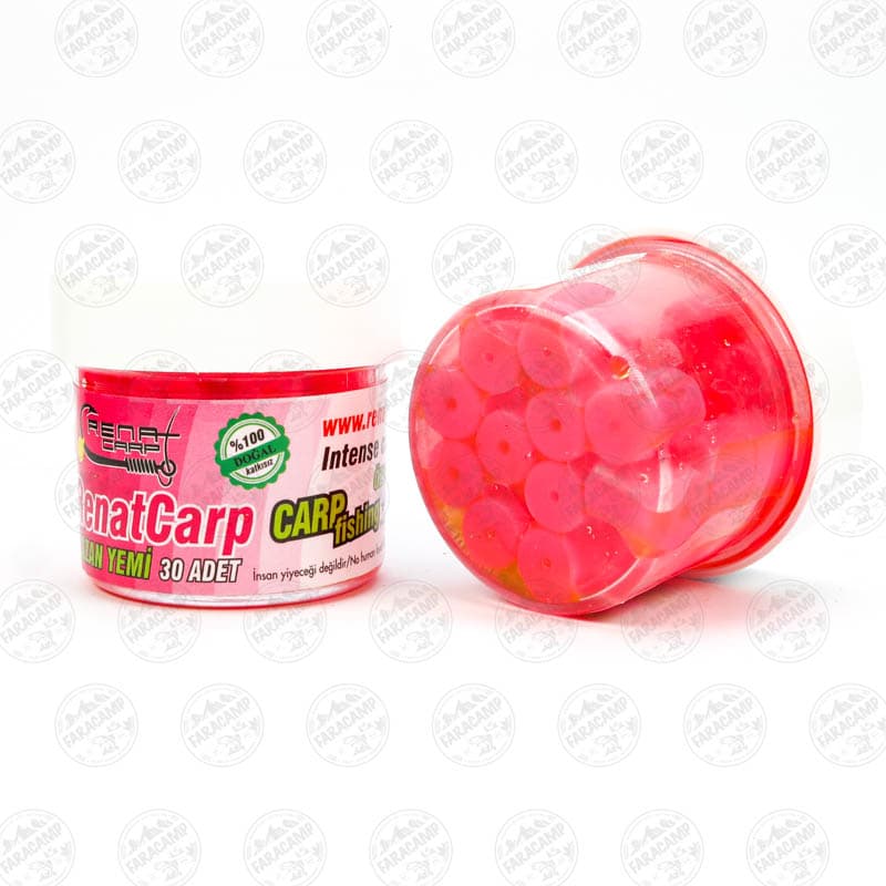 طعمه استوانه ای کپوری طعم دار صورتی رنات کارپ بسته ۳۰ عددی Renat Baits Cylinder ,Carp Bait