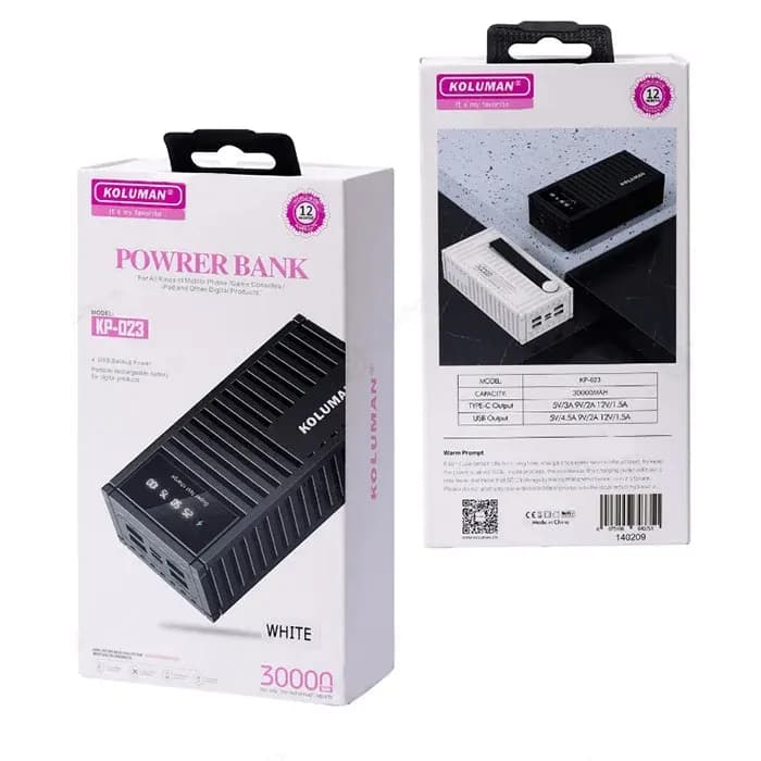 پاوربانک کانتینری کلومن KP-023 با ظرفیت 30000 میلی آمپر ساعت — تصویر ۸