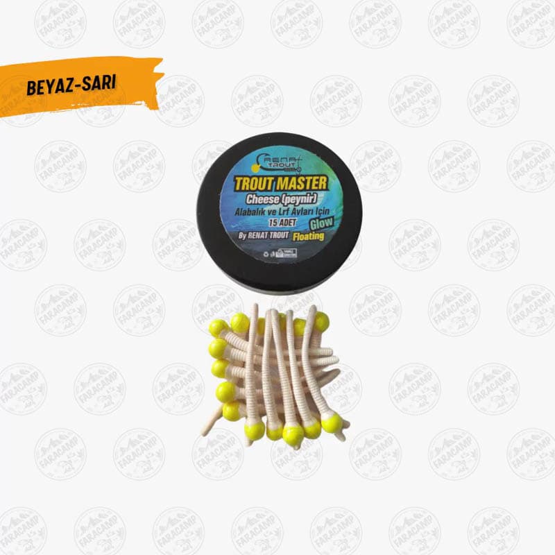 طعمه مصنوعی دم موشی شناور سفید-زرد طعم دار(پنیر) رنات بیت بسته ۱۵ عددی,Renat Baits Tailed Trout Master — تصویر ۳