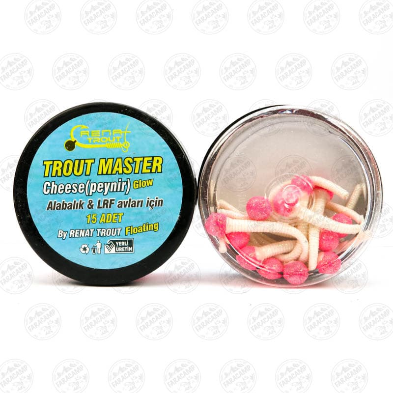 طعمه مصنوعی دم موشی شناور سفید-صورتی طعم دار(پنیر) رنات بیت بسته ۱۵ عددی,Renat Baits Tailed Trout Master