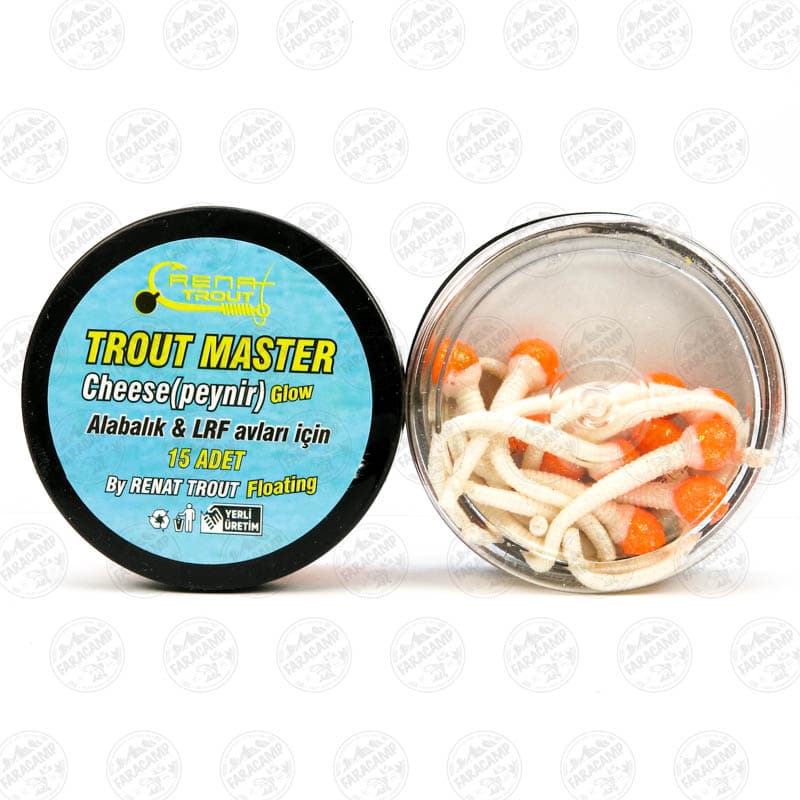 طعمه مصنوعی دم موشی شناور سفید-نارنجی طعم دار(پنیر) رنات بیت بسته ۱۵ عددی,Renat Baits Tailed Trout Master